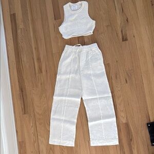 Linen Pants & Cropped Sweater Tank